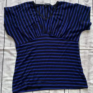 Women’s Short Sleeve Shirt Stripes Black & Blue XL Stretchy Soft